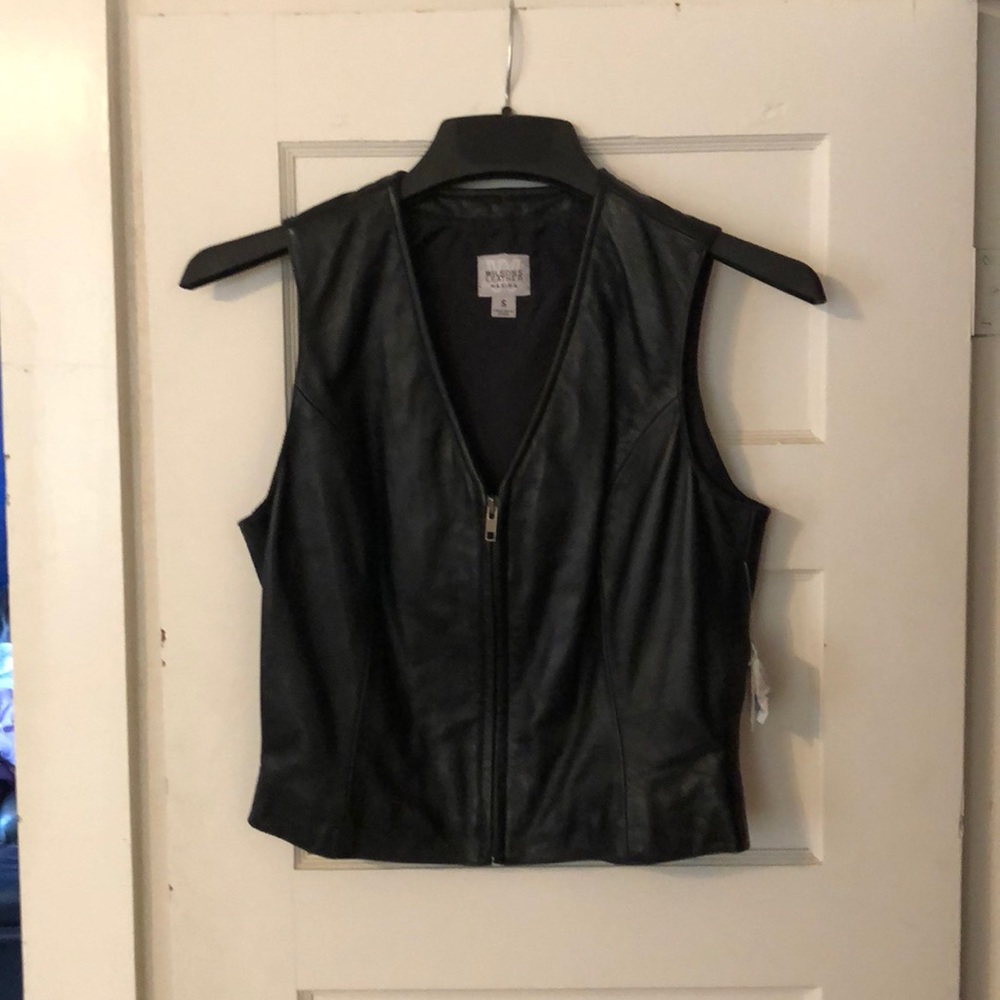 Black leather vest